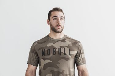 Nobull Men's T Shirts Dark Camo | Australia (KE6420)